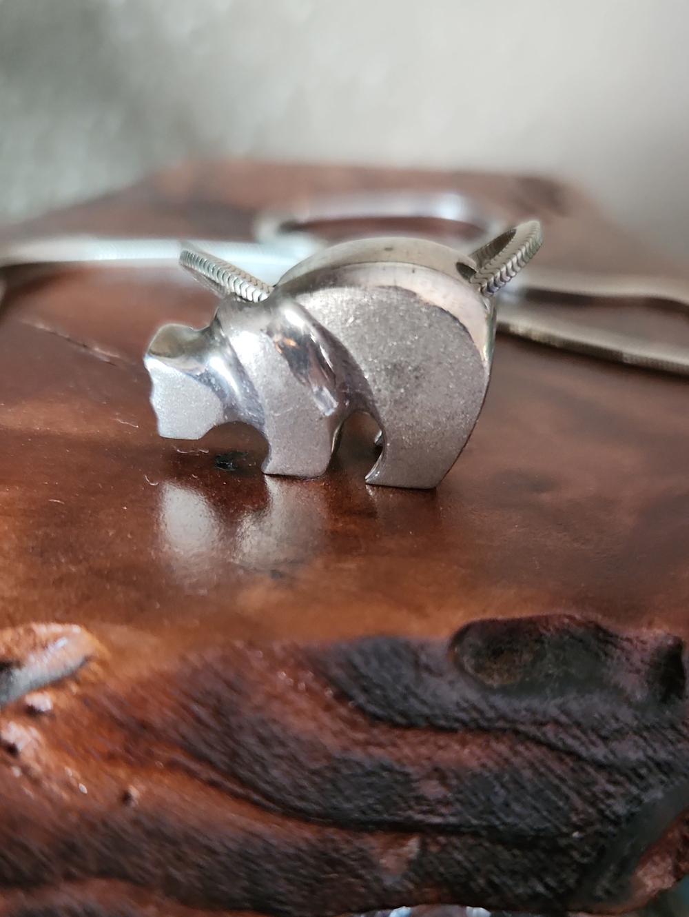 Sterling Silver Bear Pendant Necklace Signed By Artist Sam Ferraro Vintage